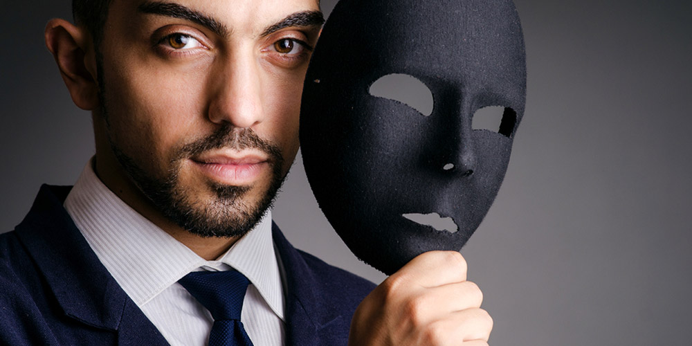 Man with black mask in studio Man with black mask in studio